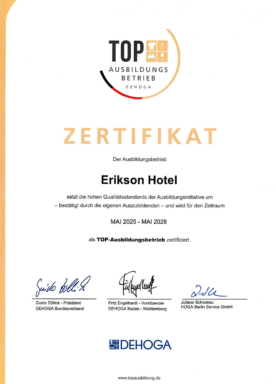 Erikson_Hotel_Ausbildungsbetrieb_Zertifikat